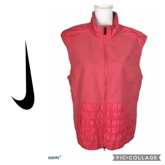 Nike Quilted Pink Full Zip Vest XXL Crinkle Pocket - Picture 1 of 11